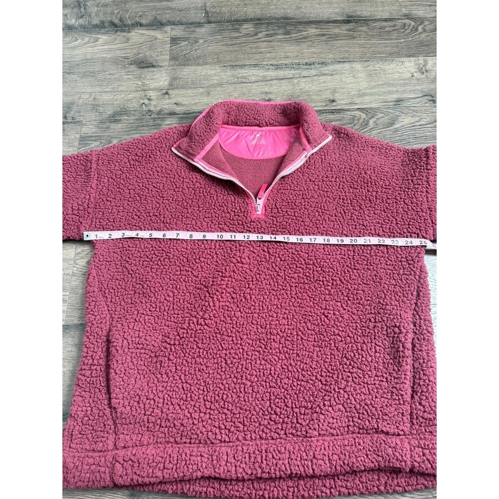 Aerie Women's‎ Sherpa pullover 1/4 zip Sweater Jacket Super Soft Wine Color Sz M - Picture 8 of 11